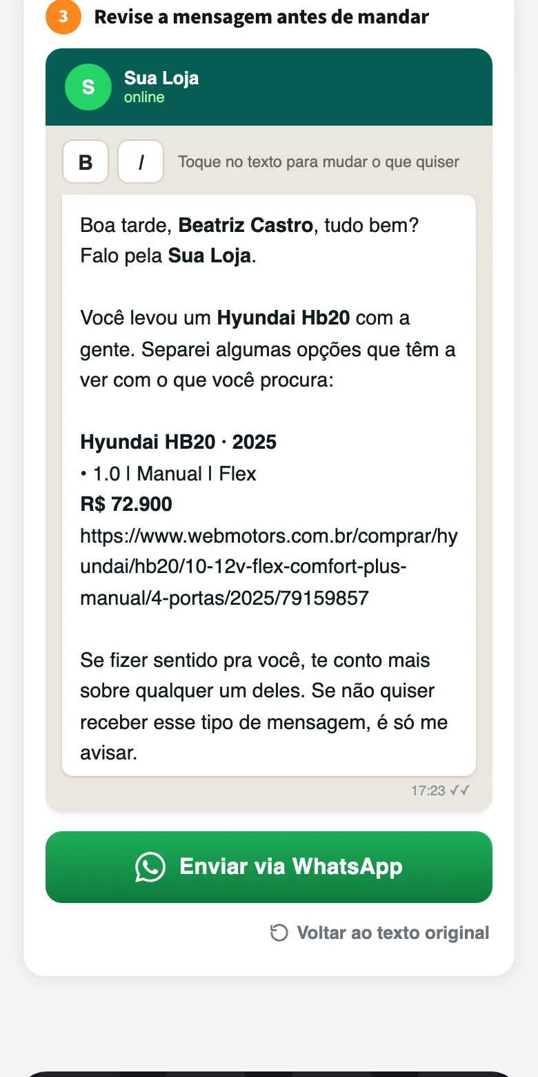Mensagem pronta para revisar